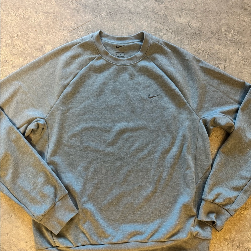 Nike Men's Heather Gray Crewneck Sweater Drifit Medium